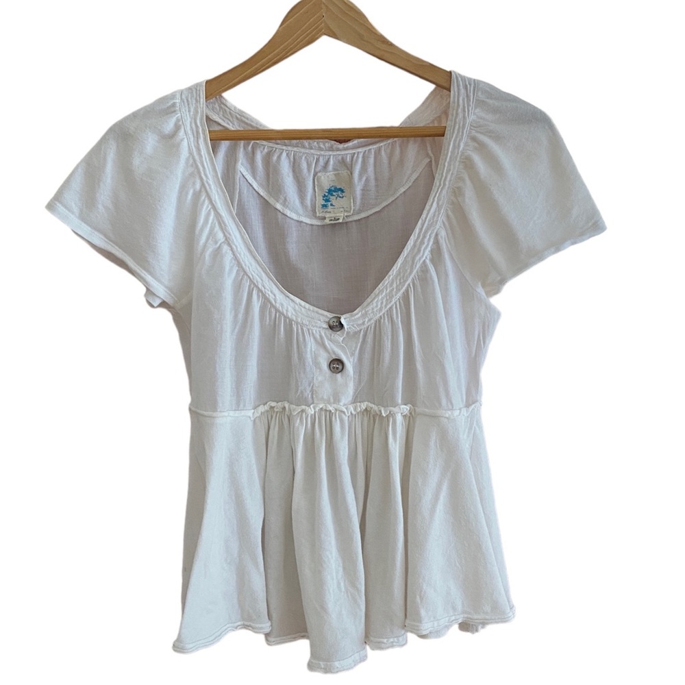 Anthropologie White Cotton Blouse, Sz S